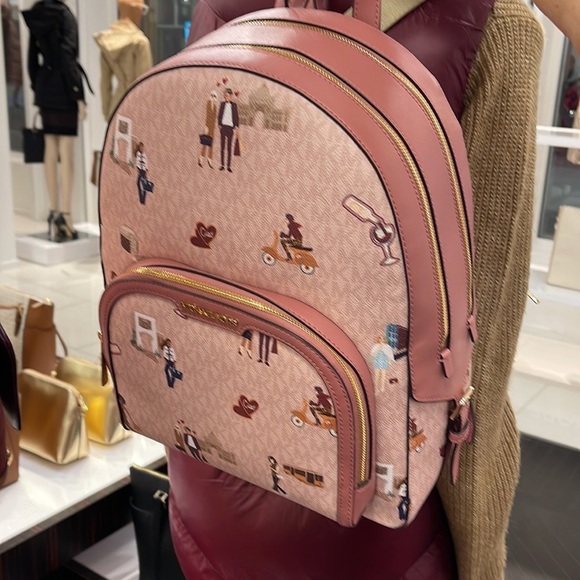 MICHAEL KORS JET SET GIRLS JAYCEE LARGE ZIP PACKED BACKPACK DARK POWDER BLUSH ML - Picture 15 of 16